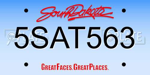 5SAT563 South Dakota License Plate