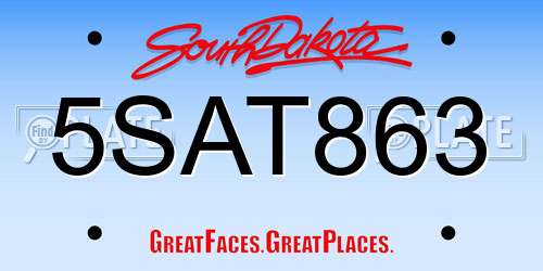 5SAT863 South Dakota License Plate