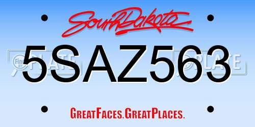 5SAZ563 South Dakota License Plate