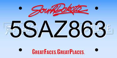 5SAZ863 South Dakota License Plate