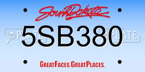 5SB380 South Dakota License Plate