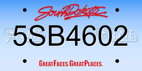 5SB4602 South Dakota License Plate