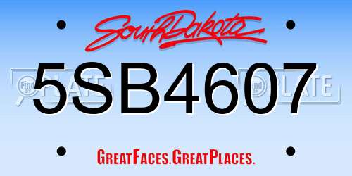 5SB4607 South Dakota License Plate