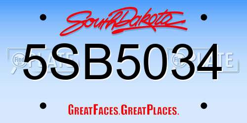 5SB5034 South Dakota License Plate