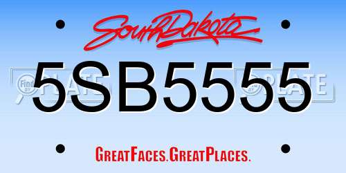 5SB5555 South Dakota License Plate