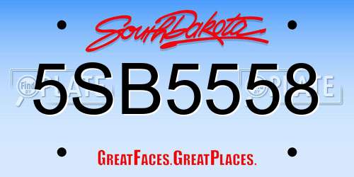 5SB5558 South Dakota License Plate