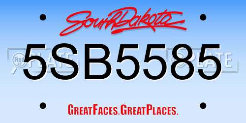 5SB5585 South Dakota License Plate
