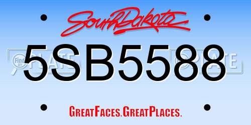 5SB5588 South Dakota License Plate