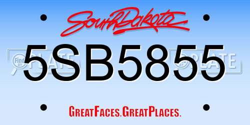 5SB5855 South Dakota License Plate