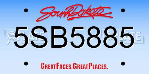 5SB5885 South Dakota License Plate