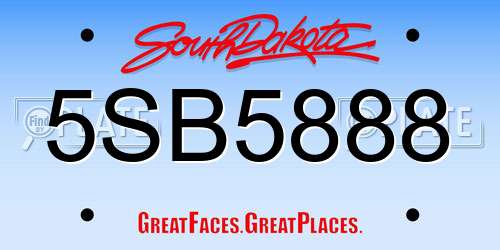 5SB5888 South Dakota License Plate