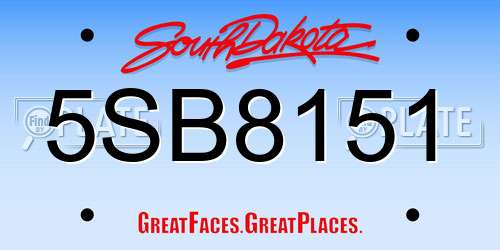 5SB8151 South Dakota License Plate