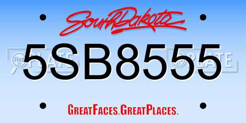 5SB8555 South Dakota License Plate