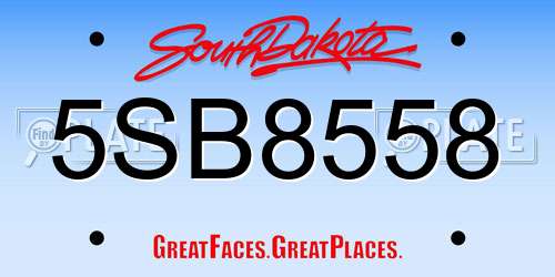5SB8558 South Dakota License Plate