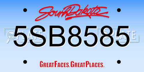 5SB8585 South Dakota License Plate