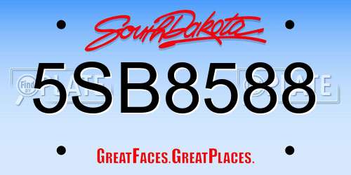 5SB8588 South Dakota License Plate
