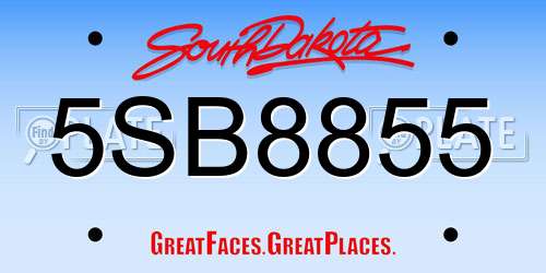 5SB8855 South Dakota License Plate