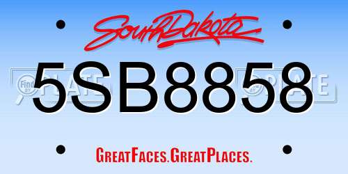 5SB8858 South Dakota License Plate
