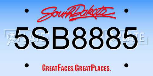 5SB8885 South Dakota License Plate