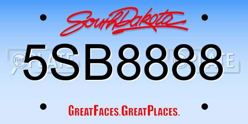 5SB8888 South Dakota License Plate
