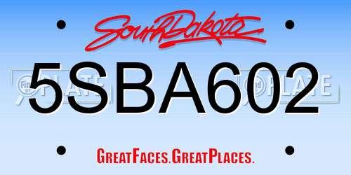 5SBA602 South Dakota License Plate