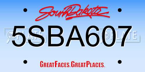 5SBA607 South Dakota License Plate