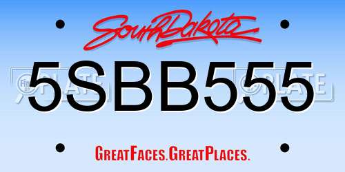 5SBB555 South Dakota License Plate