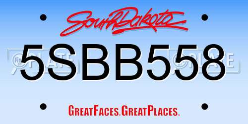 5SBB558 South Dakota License Plate