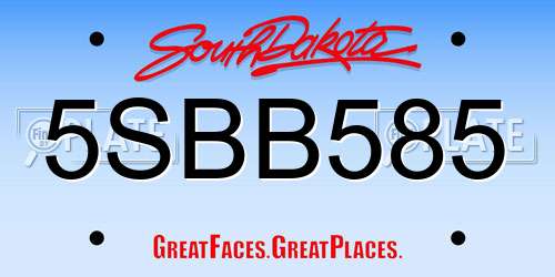 5SBB585 South Dakota License Plate