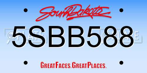 5SBB588 South Dakota License Plate