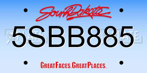 5SBB885 South Dakota License Plate