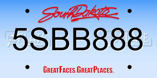 5SBB888 South Dakota License Plate