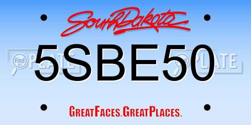 5SBE50 South Dakota License Plate