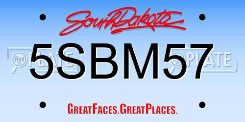 5SBM57 South Dakota License Plate