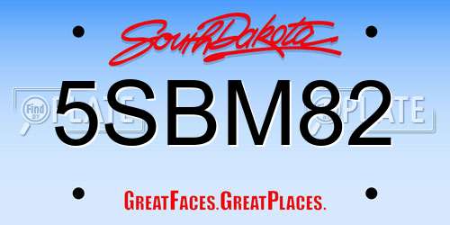 5SBM82 South Dakota License Plate
