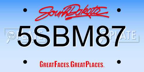 5SBM87 South Dakota License Plate