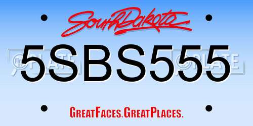 5SBS555 South Dakota License Plate