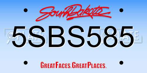 5SBS585 South Dakota License Plate