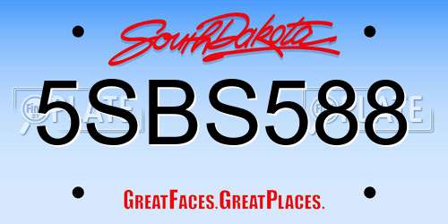 5SBS588 South Dakota License Plate