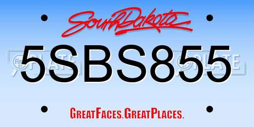 5SBS855 South Dakota License Plate