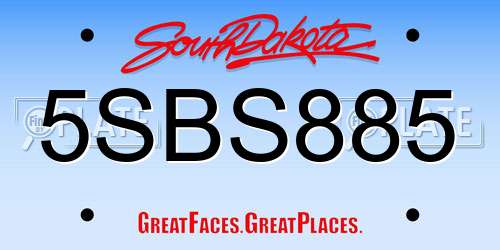 5SBS885 South Dakota License Plate