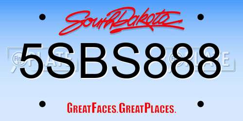 5SBS888 South Dakota License Plate