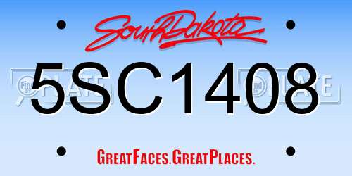 5SC1408 South Dakota License Plate