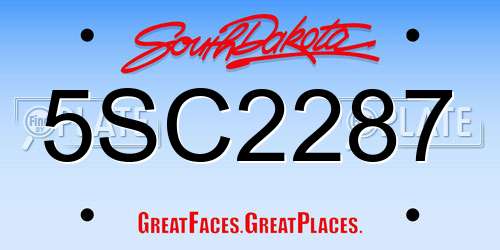 5SC2287 South Dakota License Plate