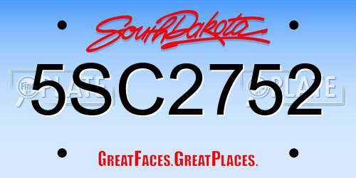 5SC2752 South Dakota License Plate