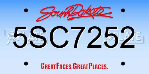 5SC7252 South Dakota License Plate