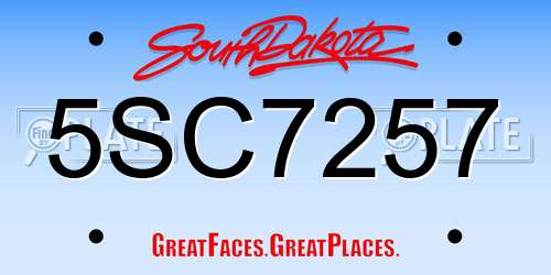 5SC7257 South Dakota License Plate