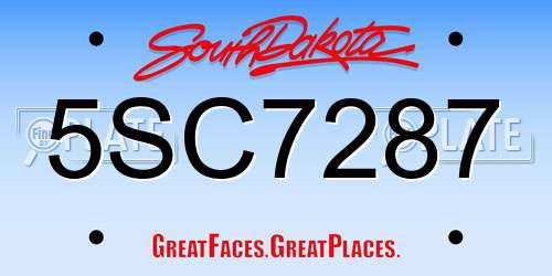 5SC7287 South Dakota License Plate