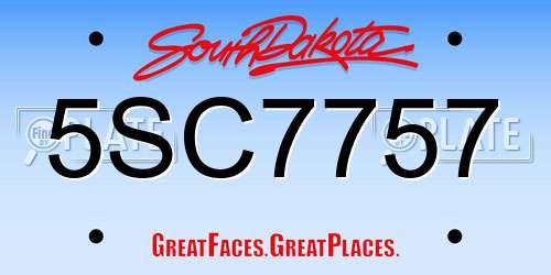 5SC7757 South Dakota License Plate