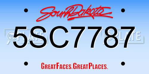 5SC7787 South Dakota License Plate